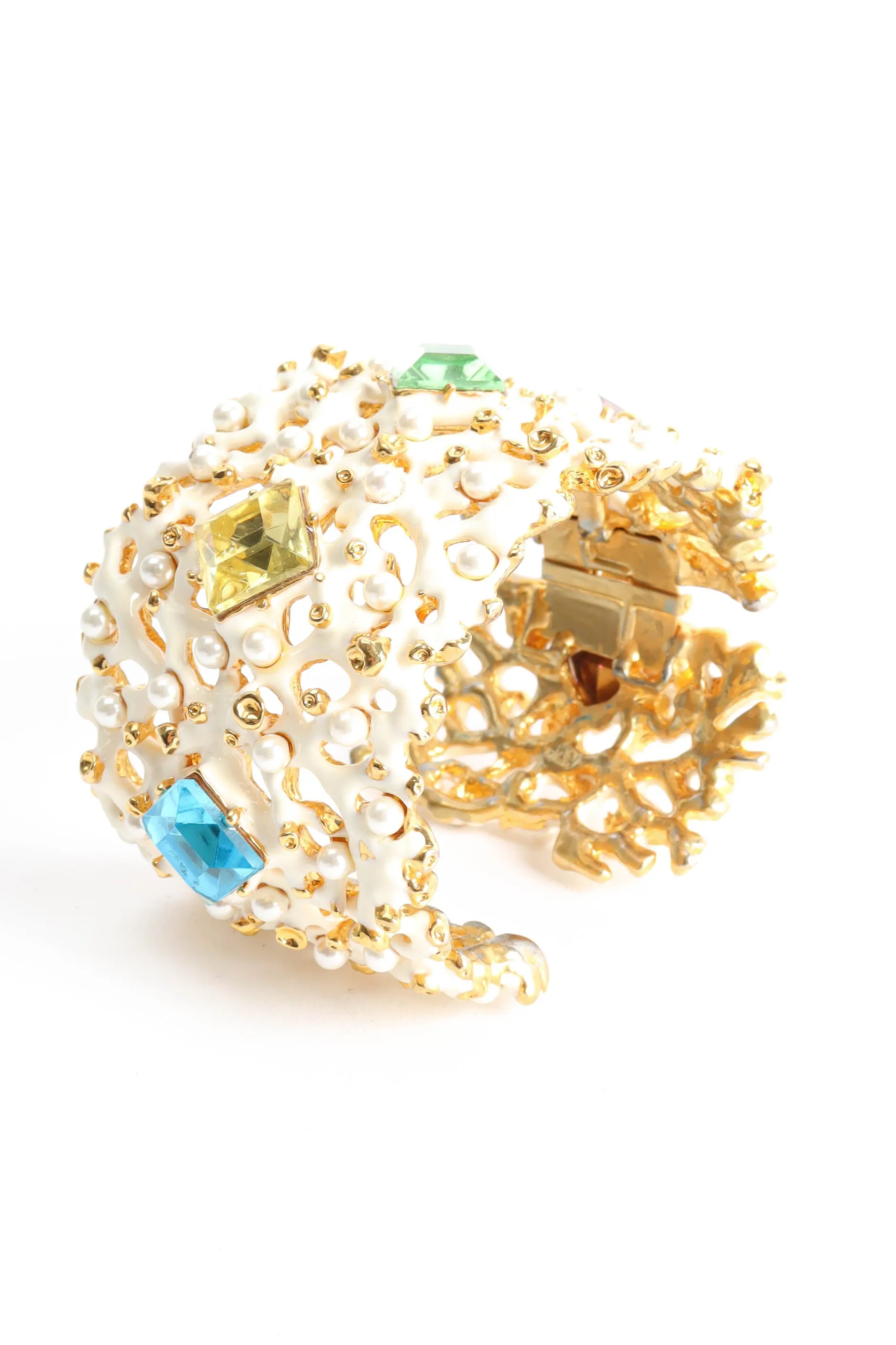 Enamel Pearl Stone Cuff