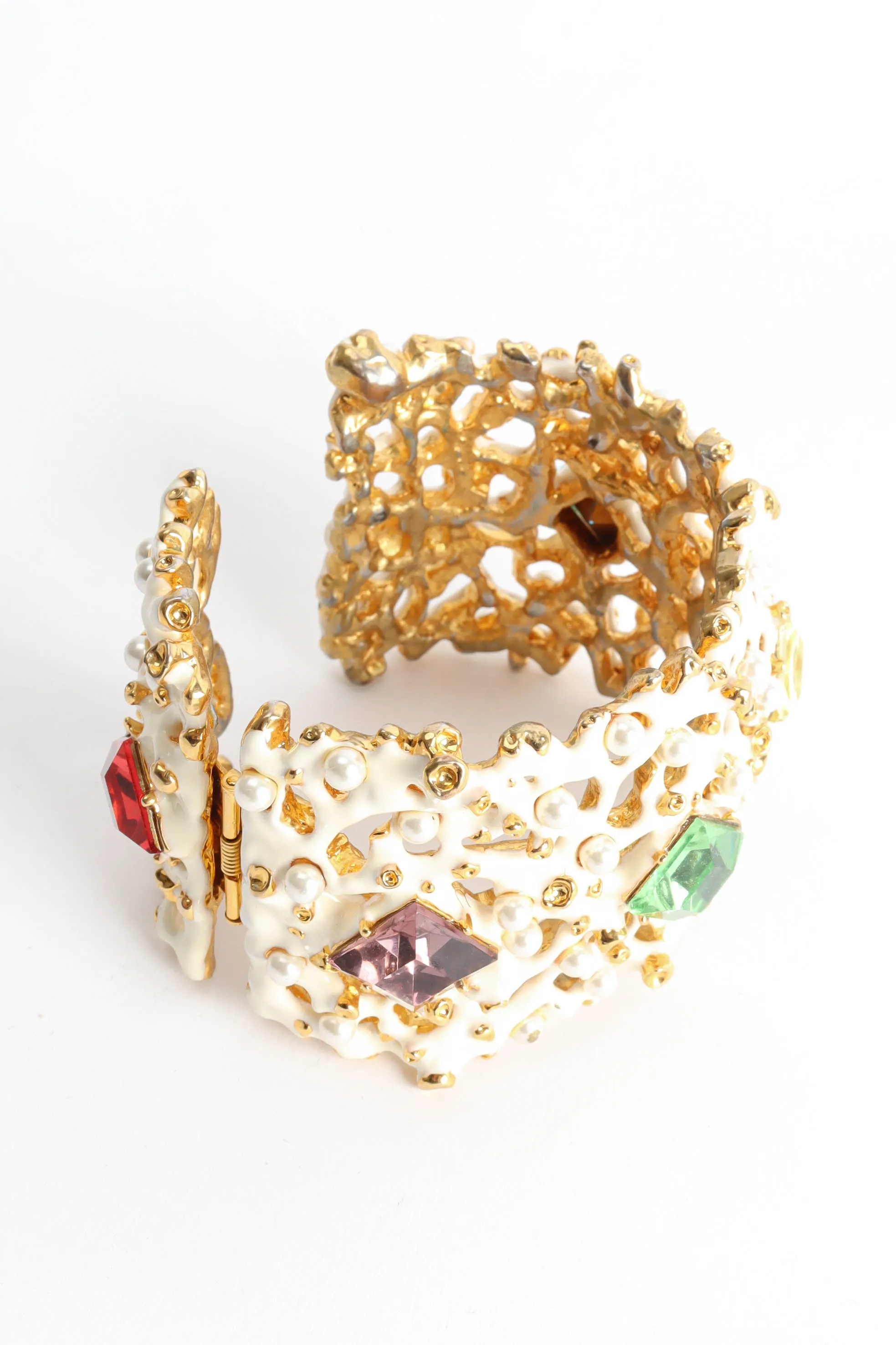Enamel Pearl Stone Cuff