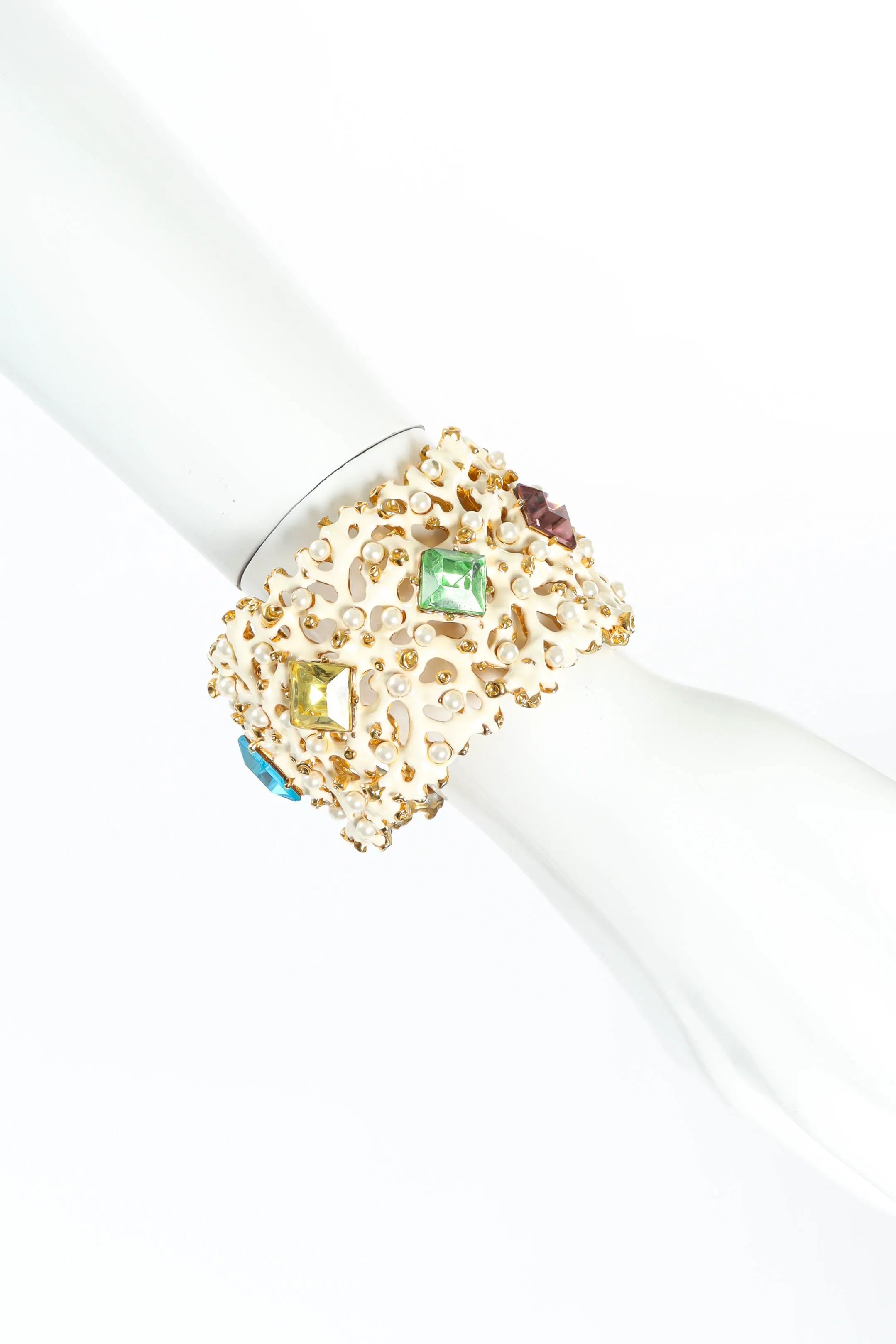 Enamel Pearl Stone Cuff