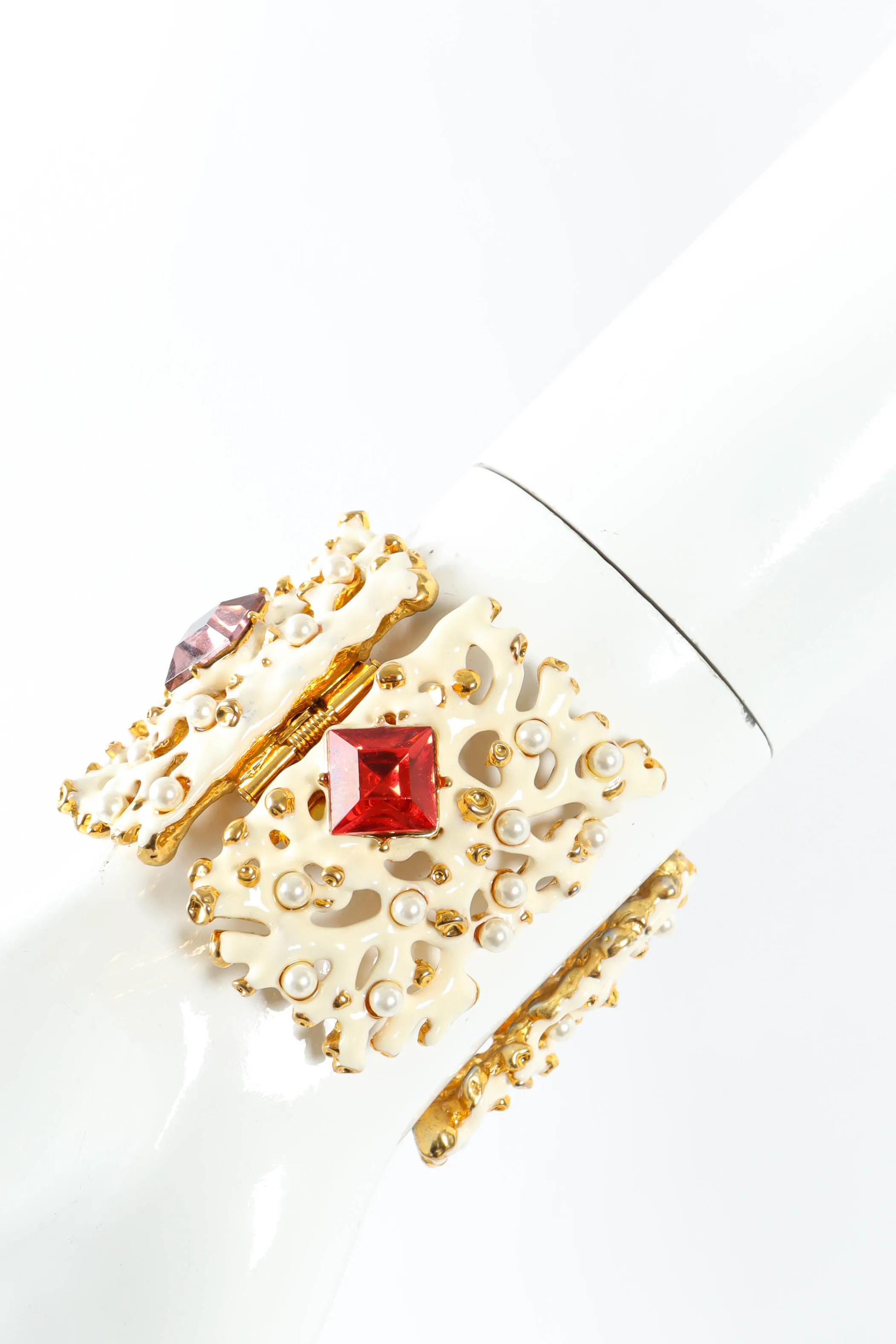 Enamel Pearl Stone Cuff