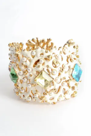 Enamel Pearl Stone Cuff