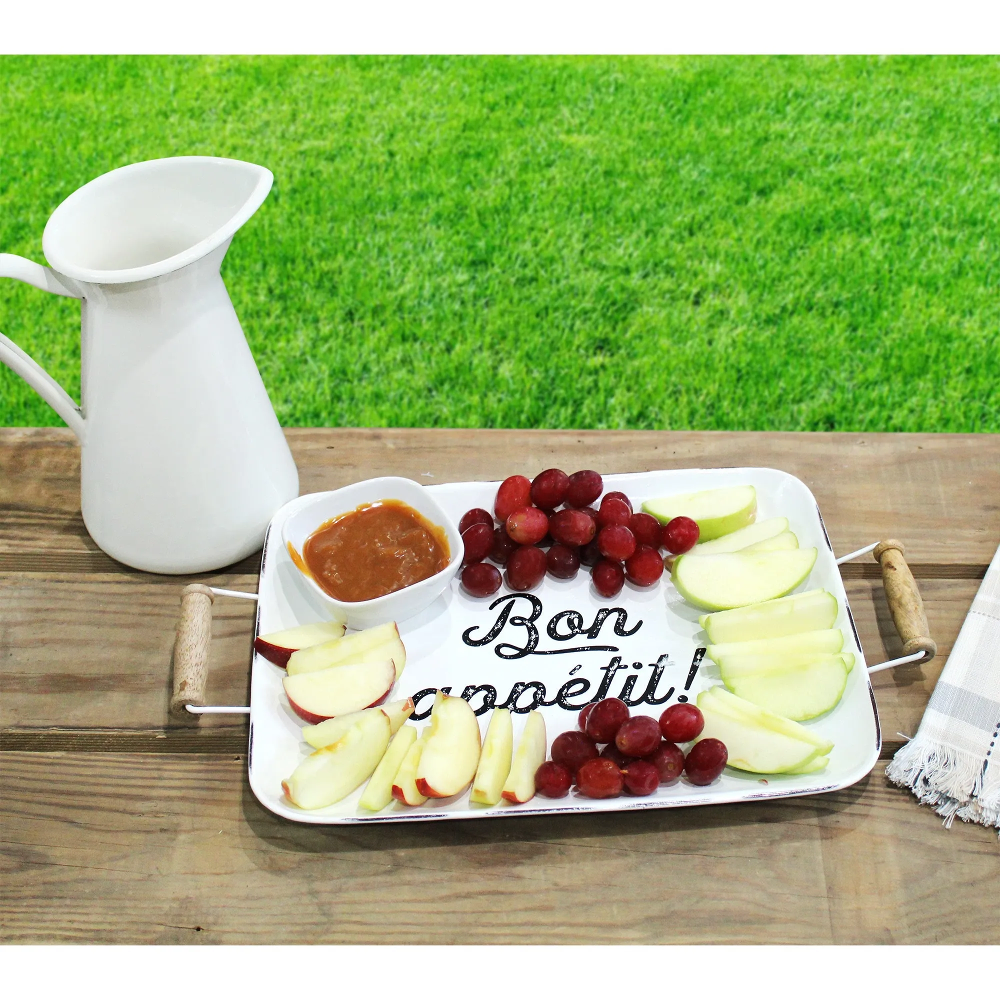 Enamelware Bon Appetit Tray (White, Case of 10)