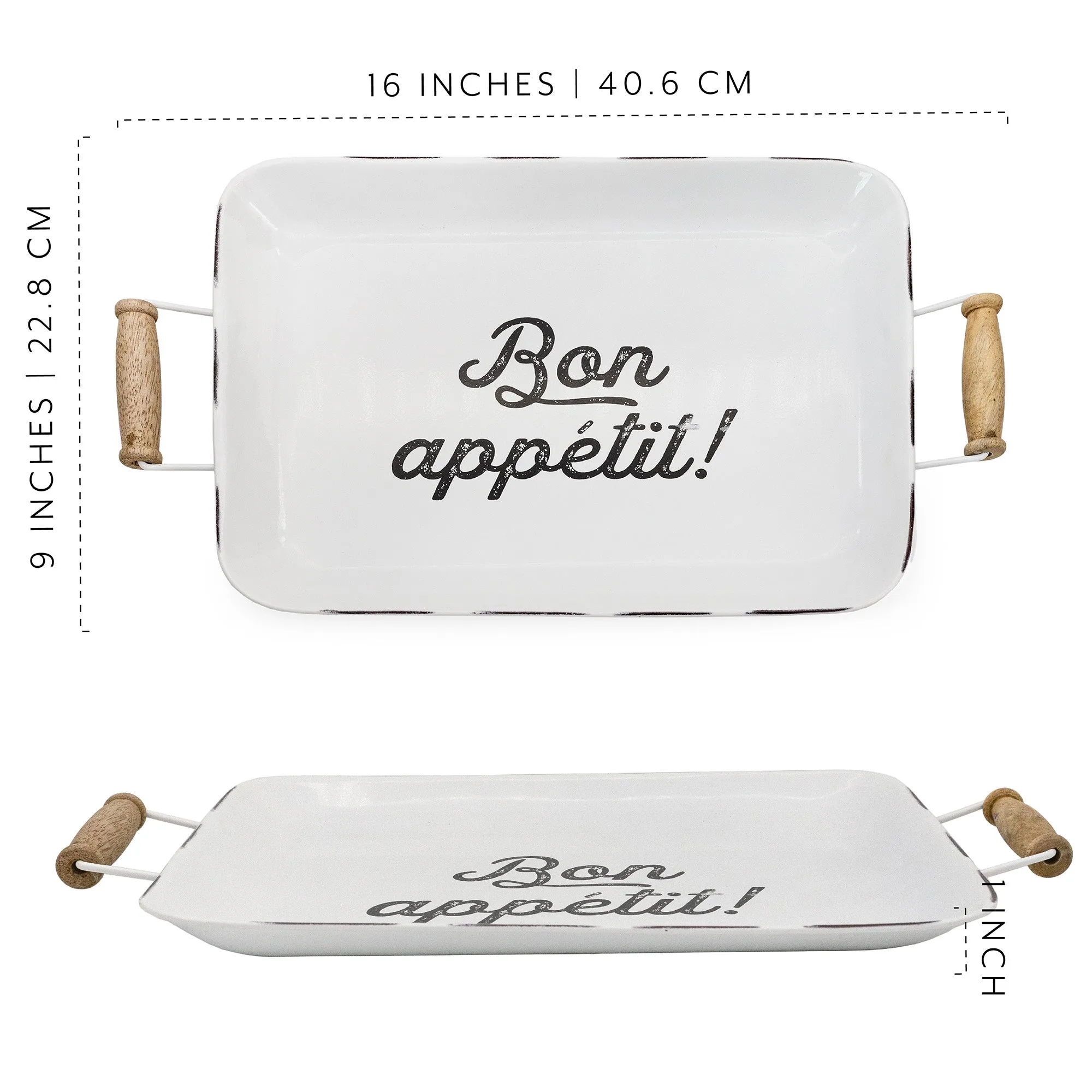 Enamelware Bon Appetit Tray (White, Case of 10)