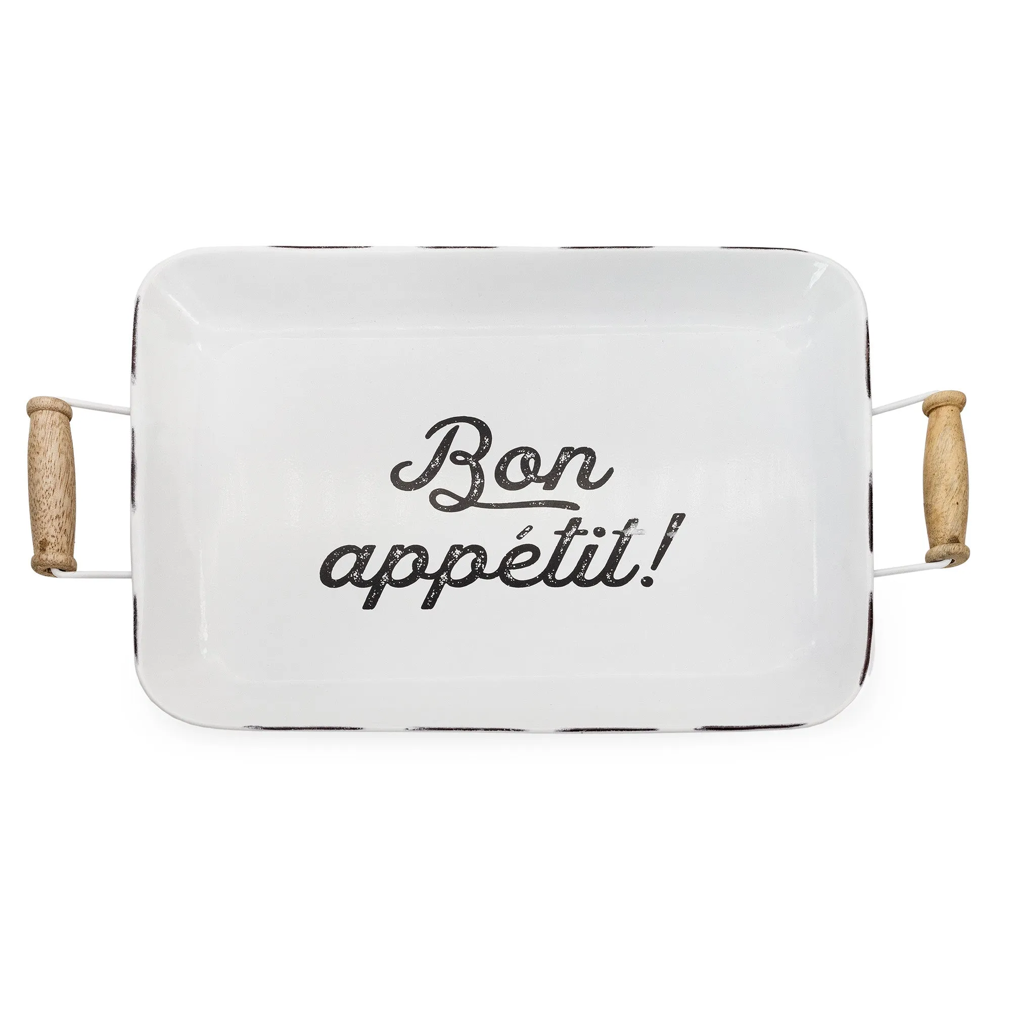 Enamelware Bon Appetit Tray (White, Case of 10)