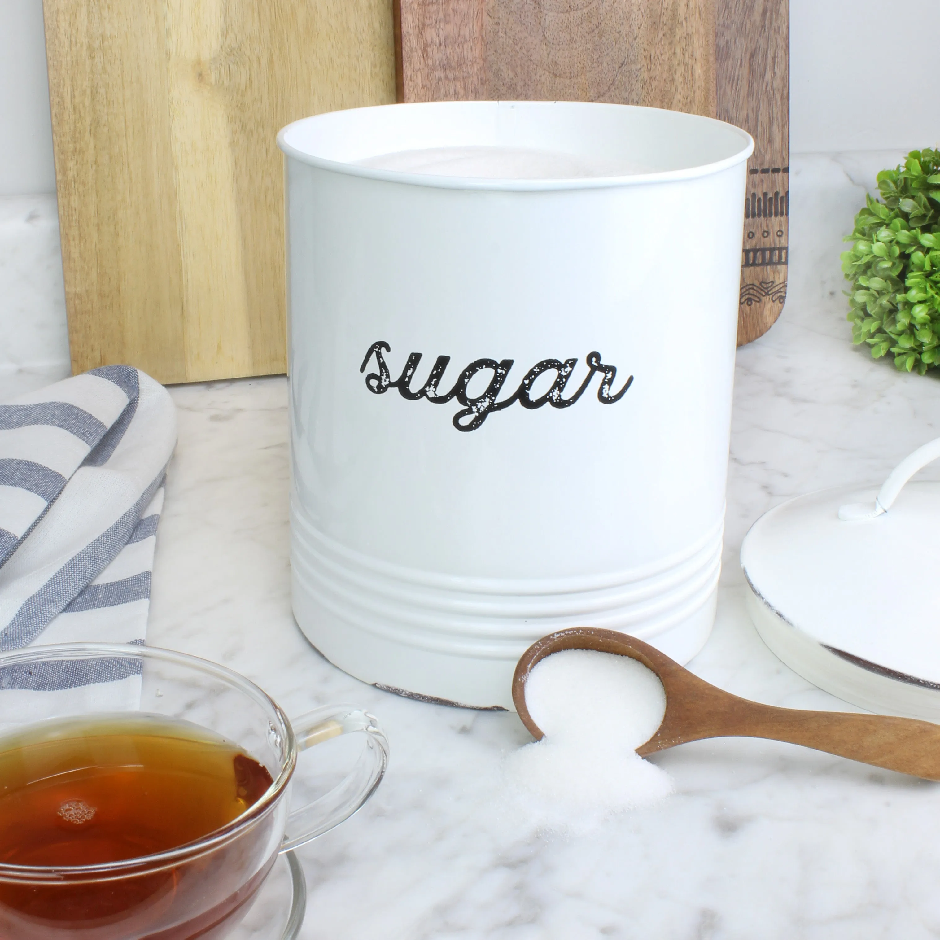 Enamelware White Sugar Canister (Case of 8)