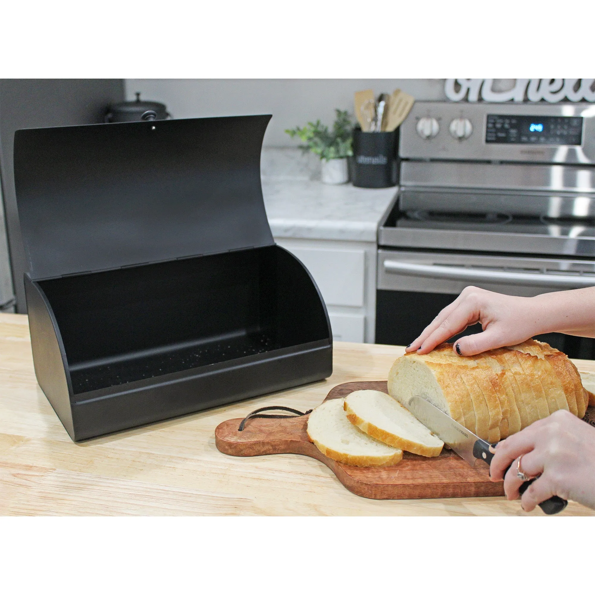 Farmhouse Black Bread Box (Case of 6)