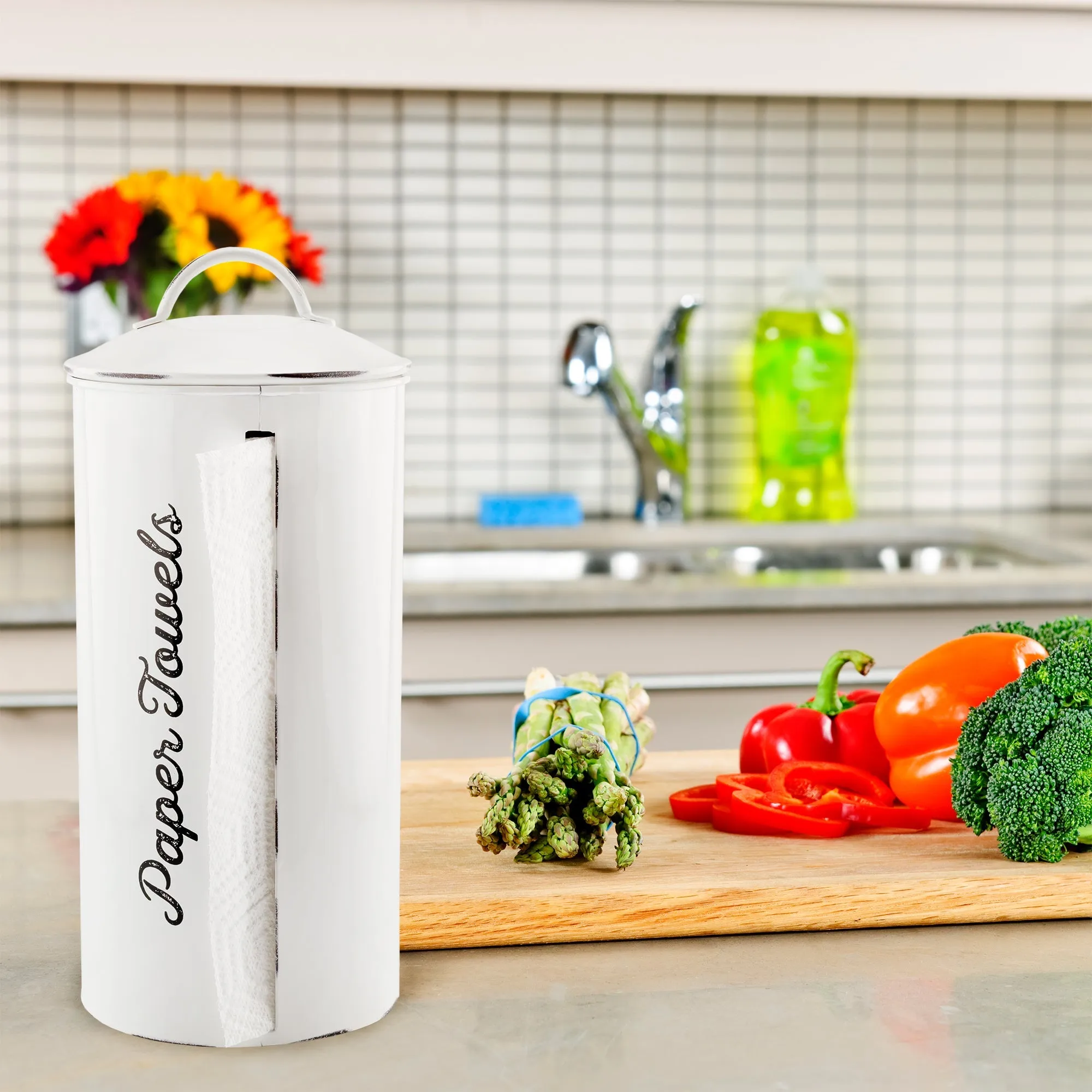 Farmhouse Paper Towel Holder (White)