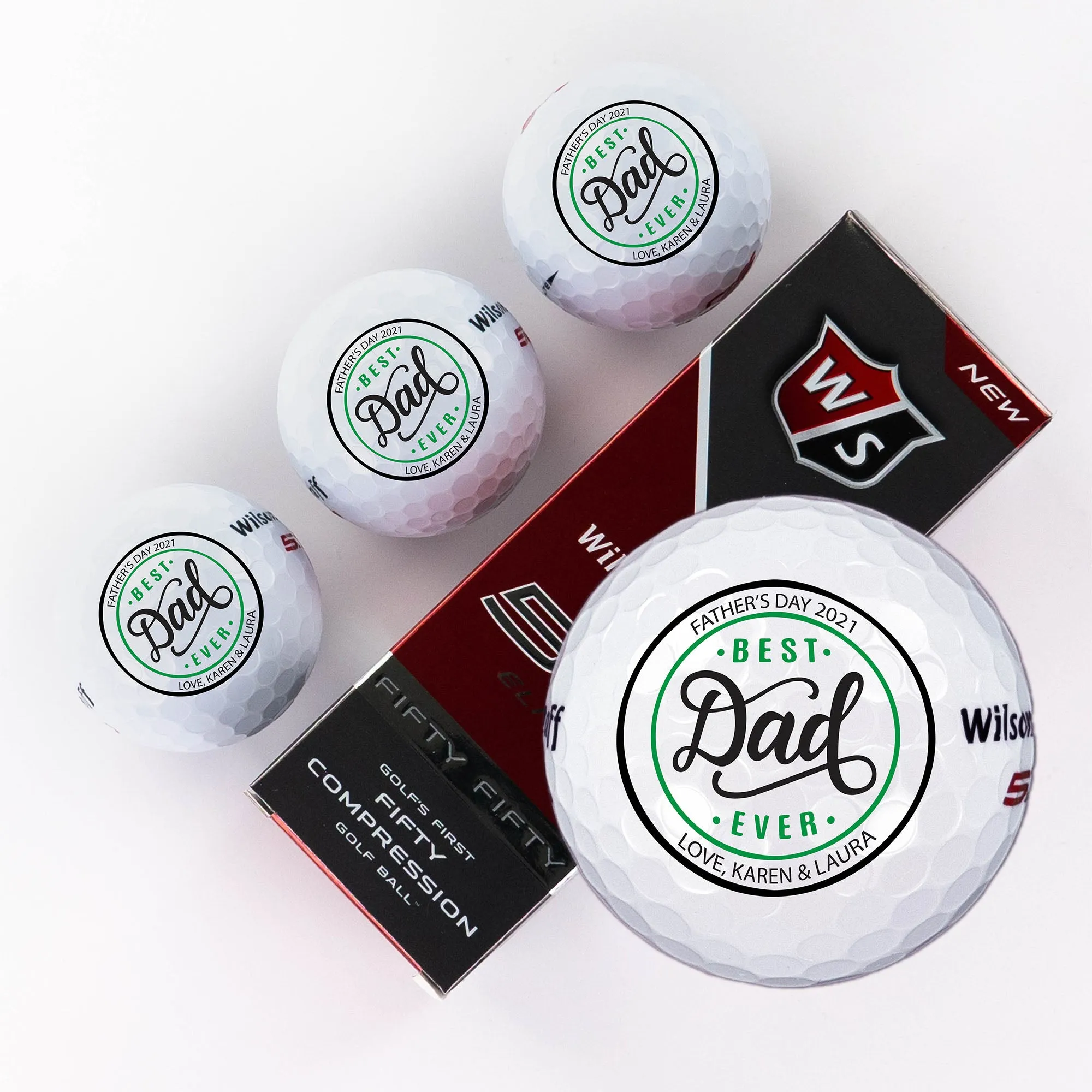 Father's Day Geometric Message, Printed Golf Balls