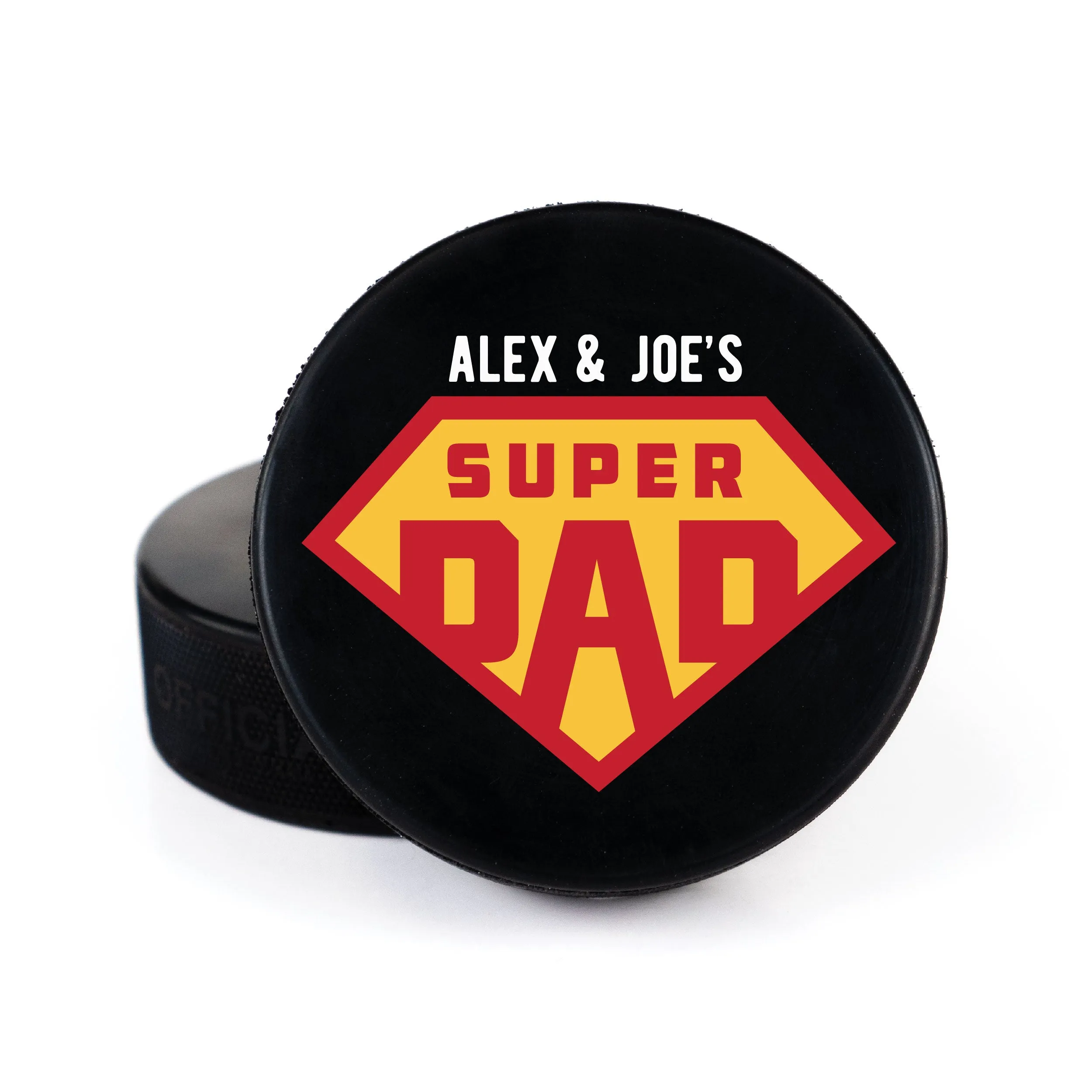 Father's Day Geometric Message, Printed Hockey Puck