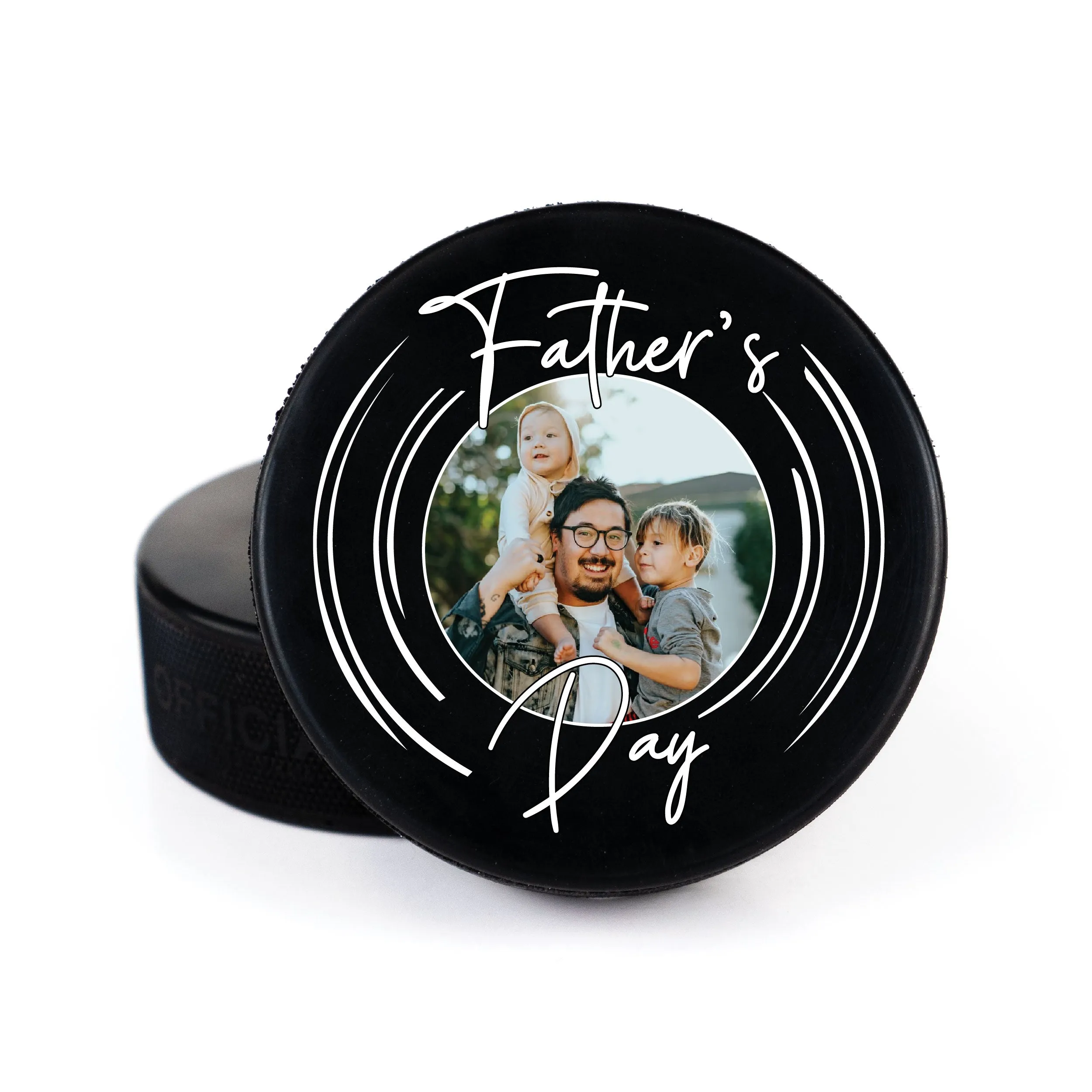 Father's Day Geometric Message, Printed Hockey Puck