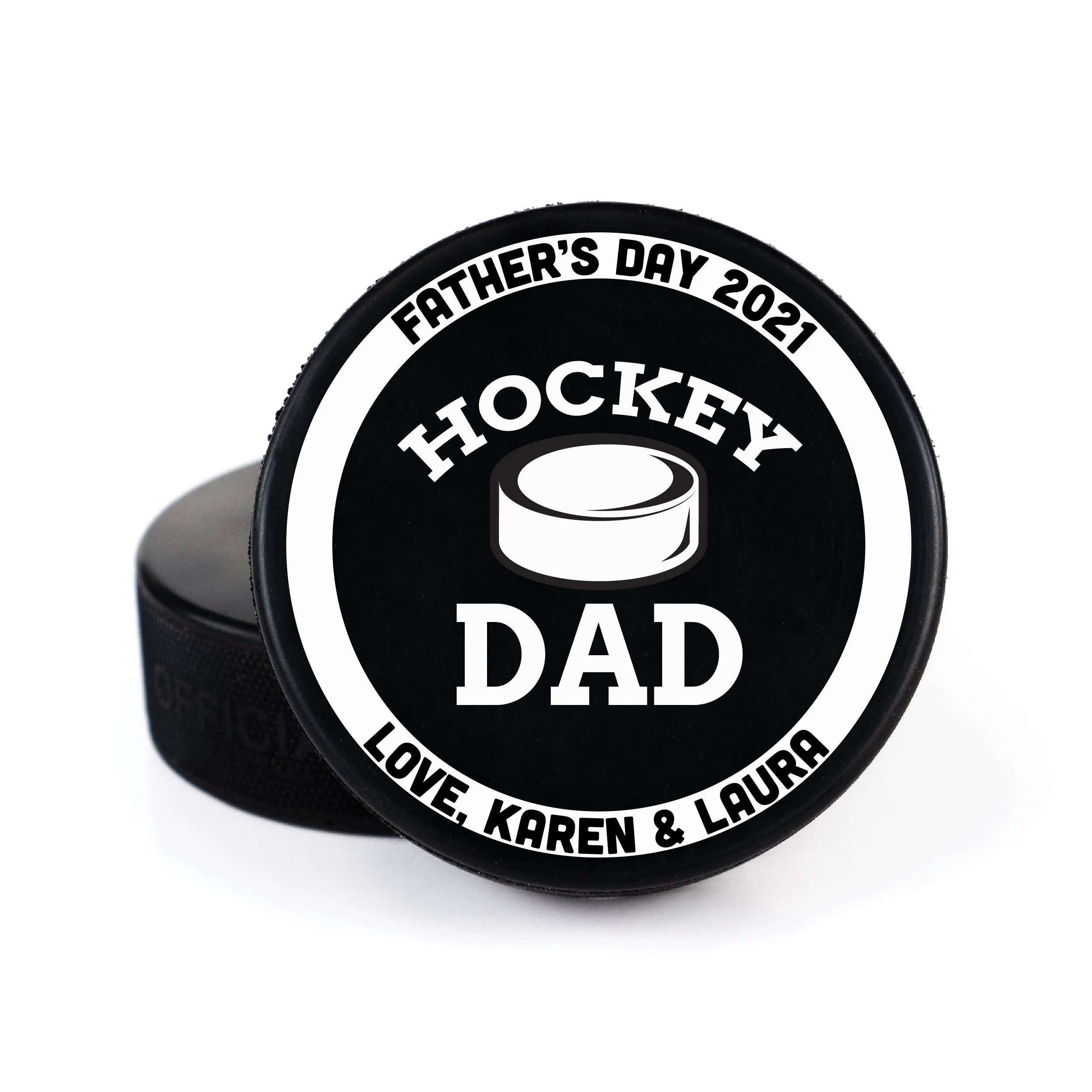 Father's Day Geometric Message, Printed Hockey Puck
