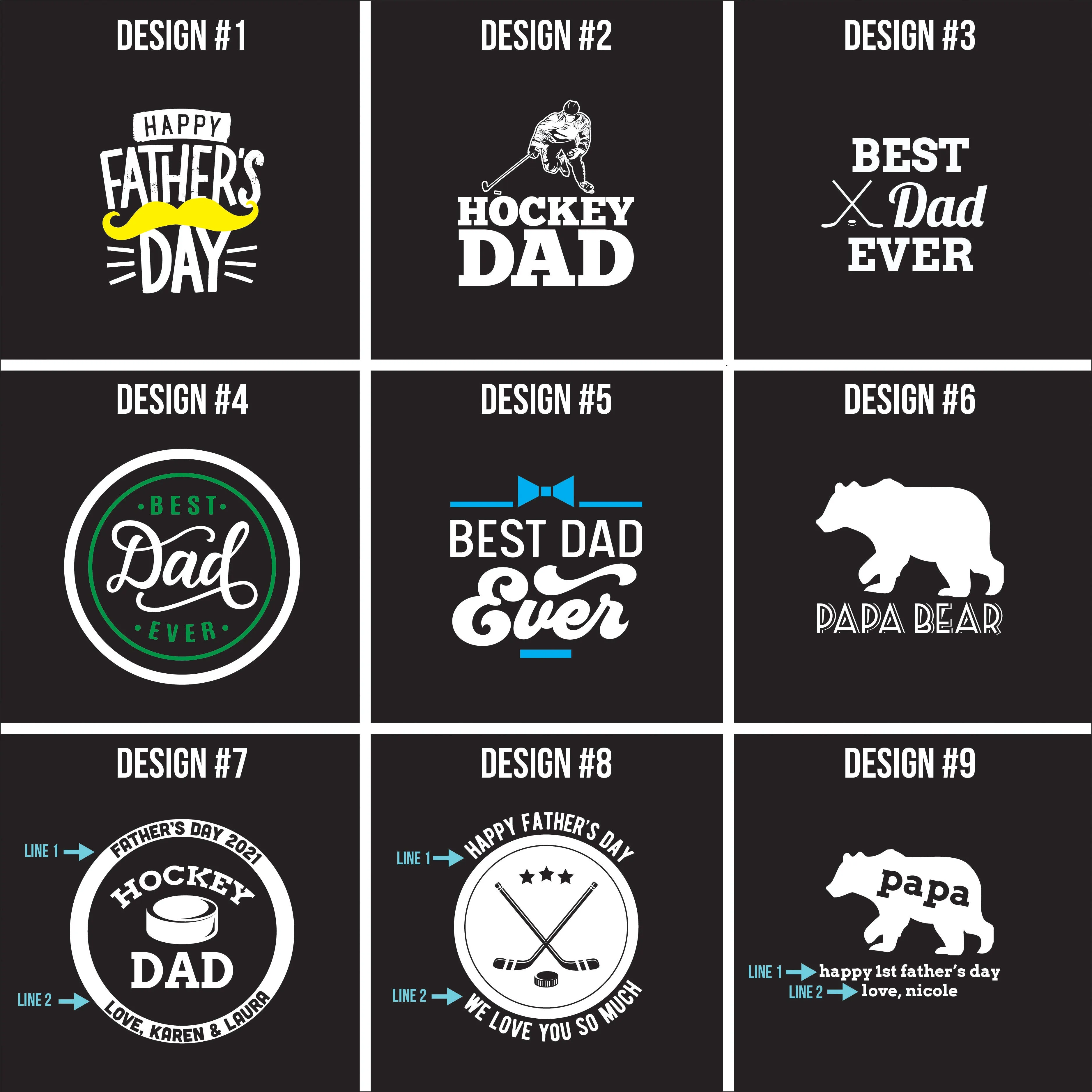 Father's Day Geometric Message, Printed Hockey Puck