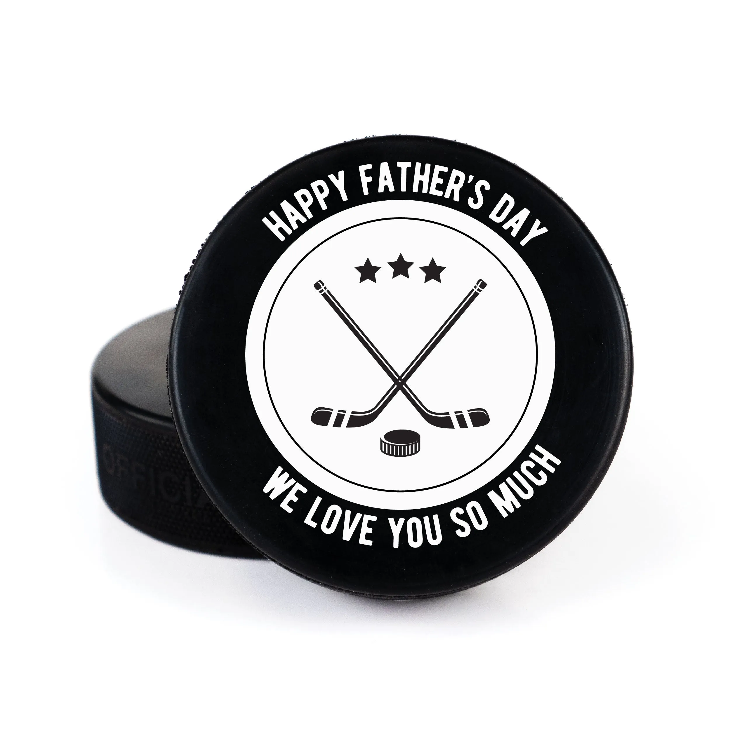 Father's Day Geometric Message, Printed Hockey Puck