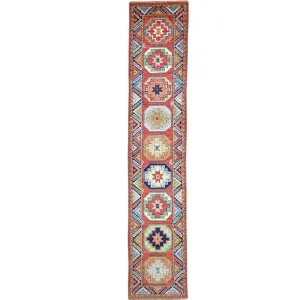 Fine Hand-Knotted Afghan Ersari Wool Handmade Rug (Size 2.6 X 12.9) Cwral-8964