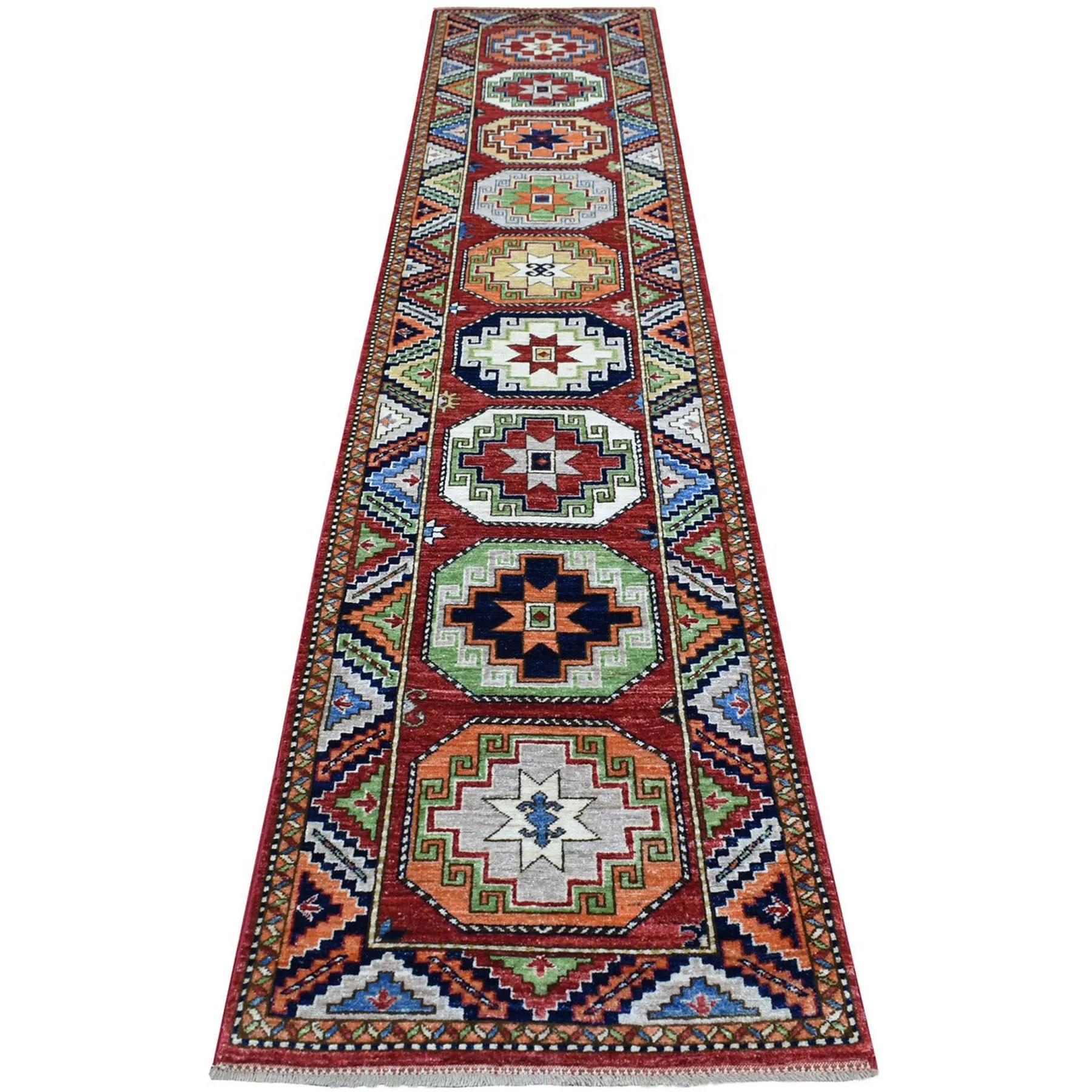Fine Hand-Knotted Afghan Ersari Wool Handmade Rug (Size 2.6 X 12.9) Cwral-8964