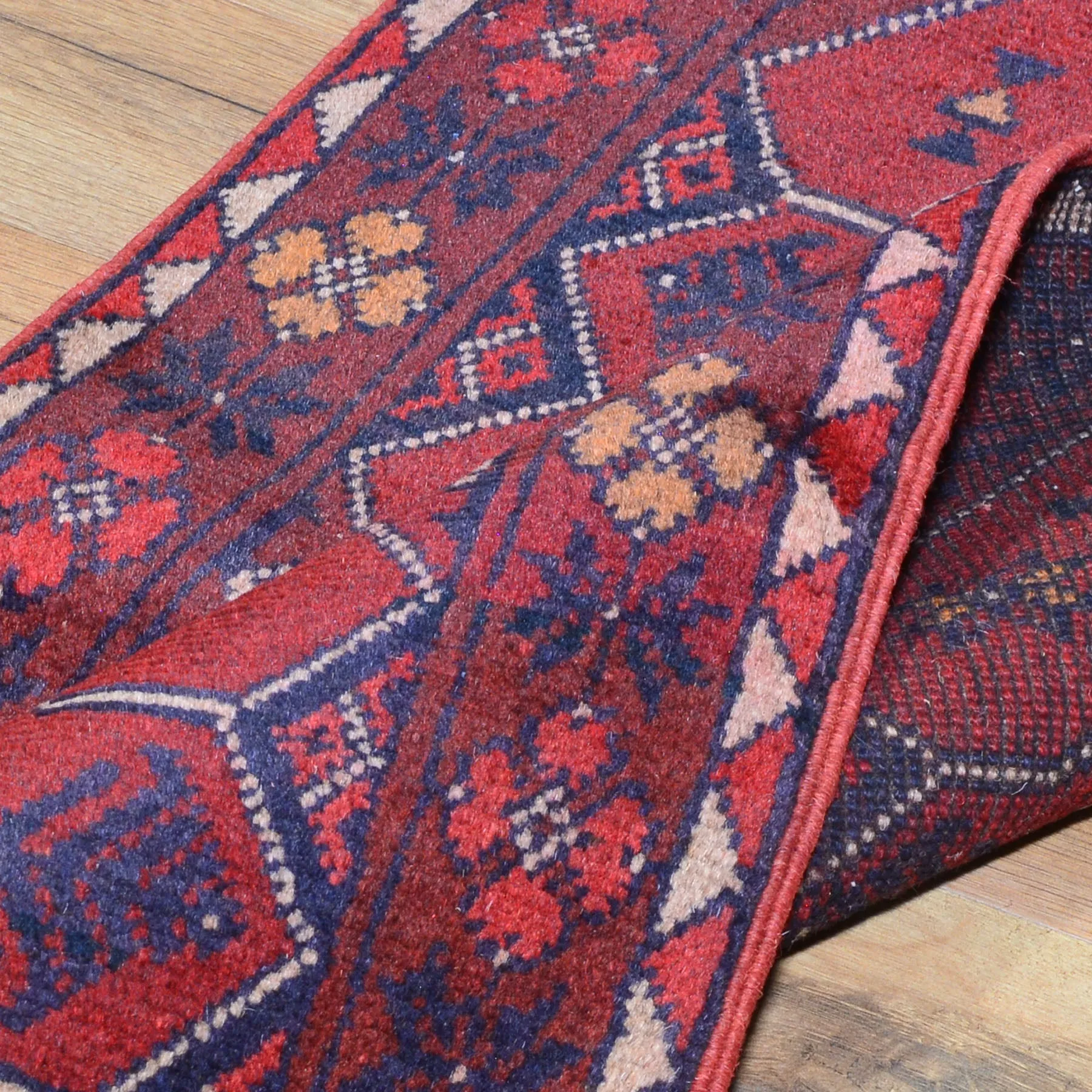 Fine Hand-Knotted Afghan Tribal Design Handmade Wool Rug (Size 1.8 X 3.5) Cwral-7959