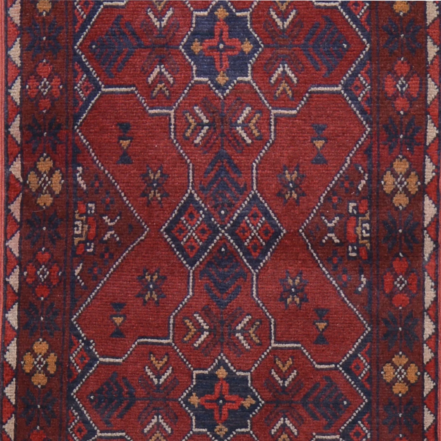 Fine Hand-Knotted Afghan Tribal Design Handmade Wool Rug (Size 1.8 X 3.5) Cwral-7959