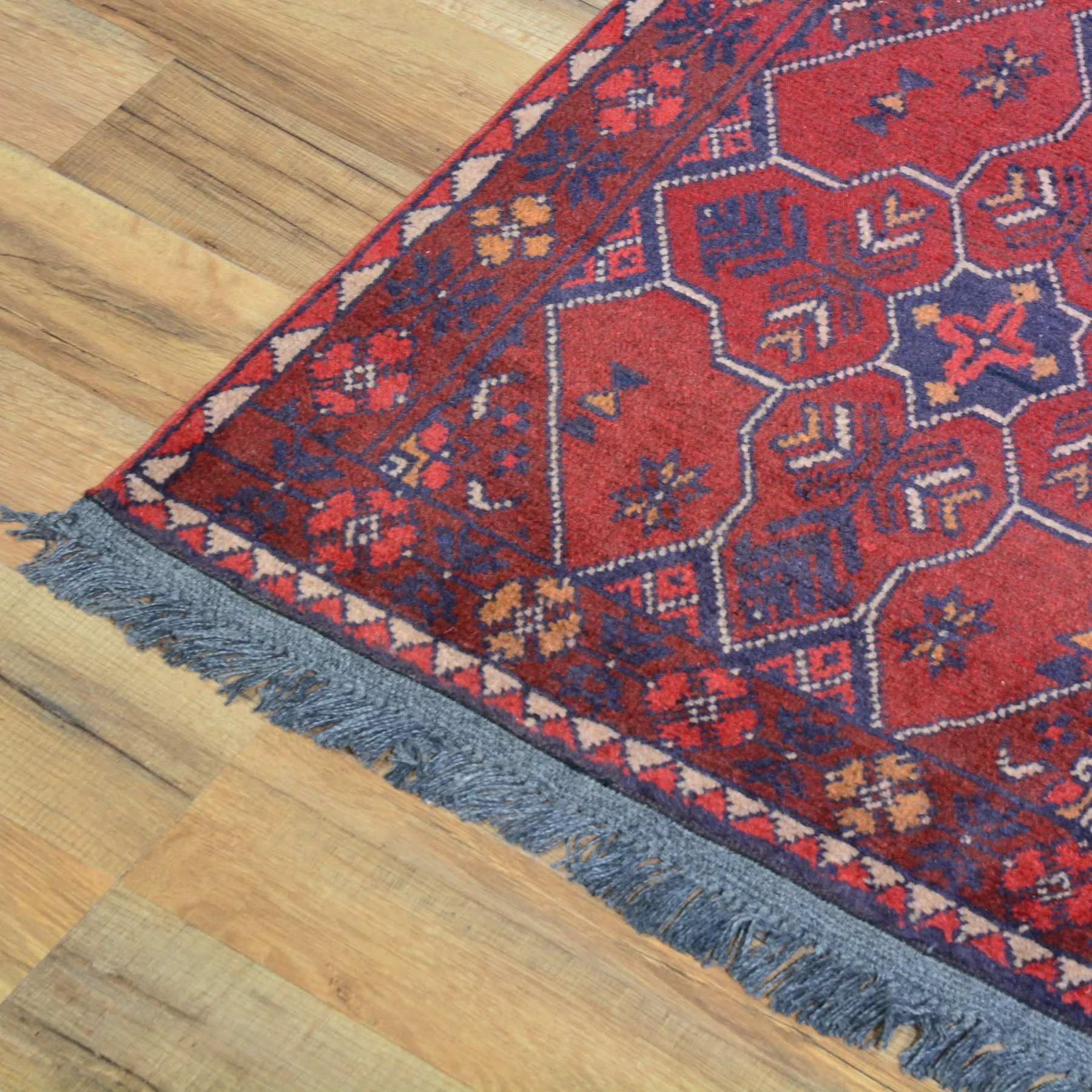 Fine Hand-Knotted Afghan Tribal Design Handmade Wool Rug (Size 1.8 X 3.5) Cwral-7959