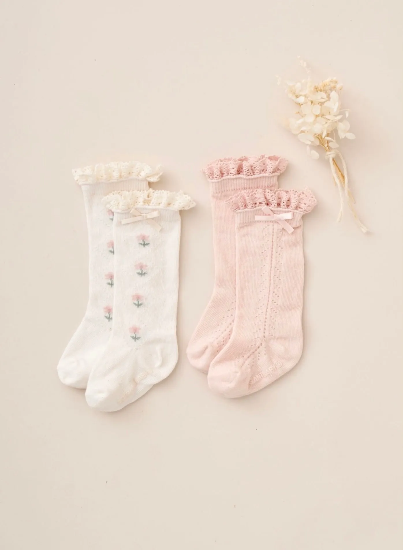 Floral Knee Socks by Elegant Baby