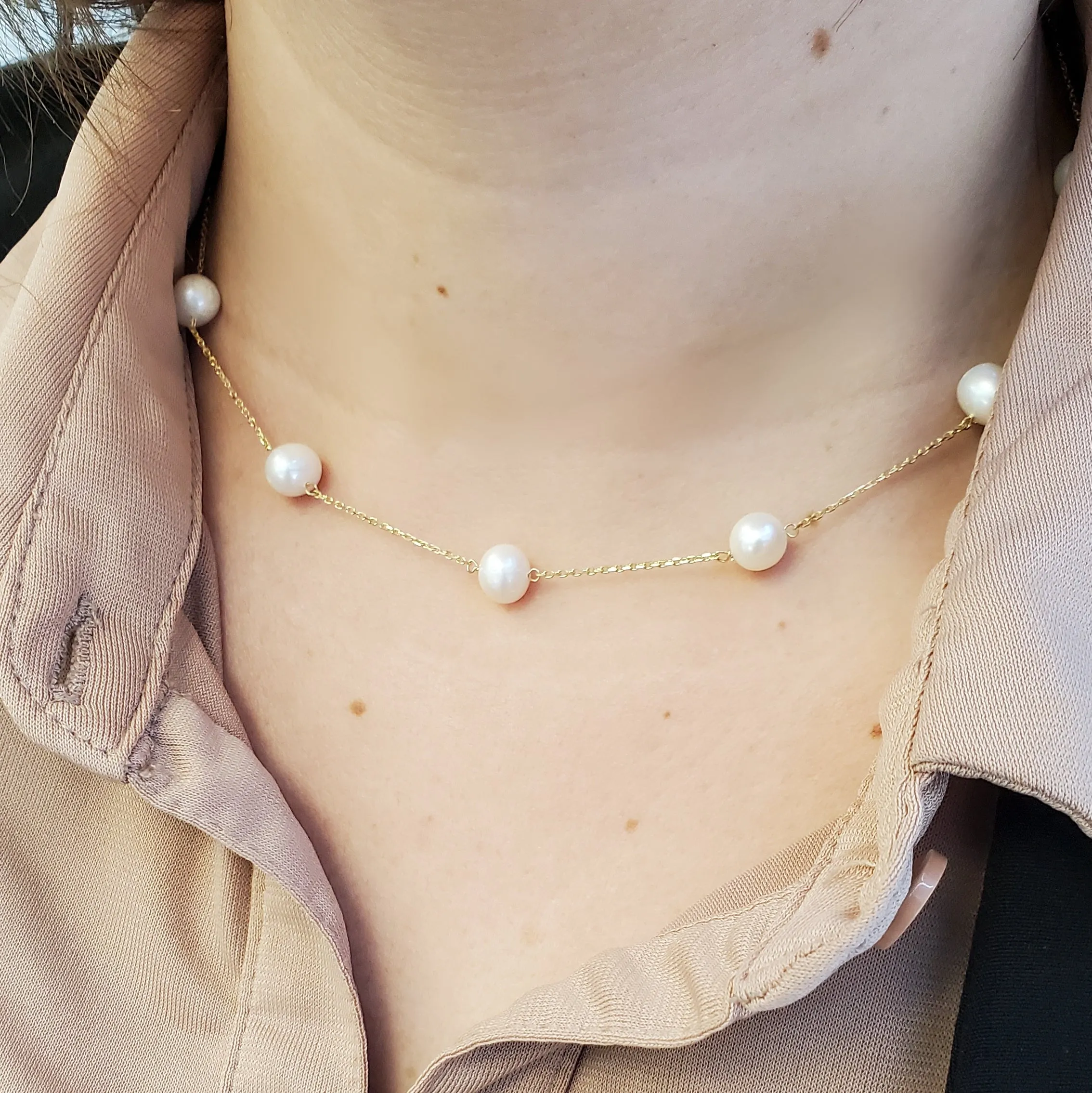 Freshwater Pearl Necklace 1" Spacing