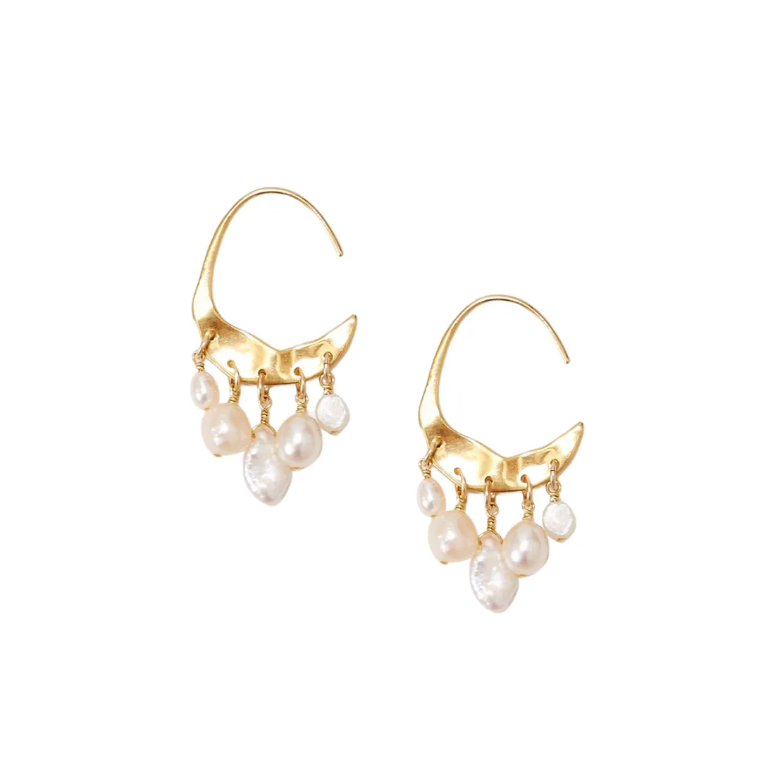 Freshwater Pearl Petite Crescent Hoops