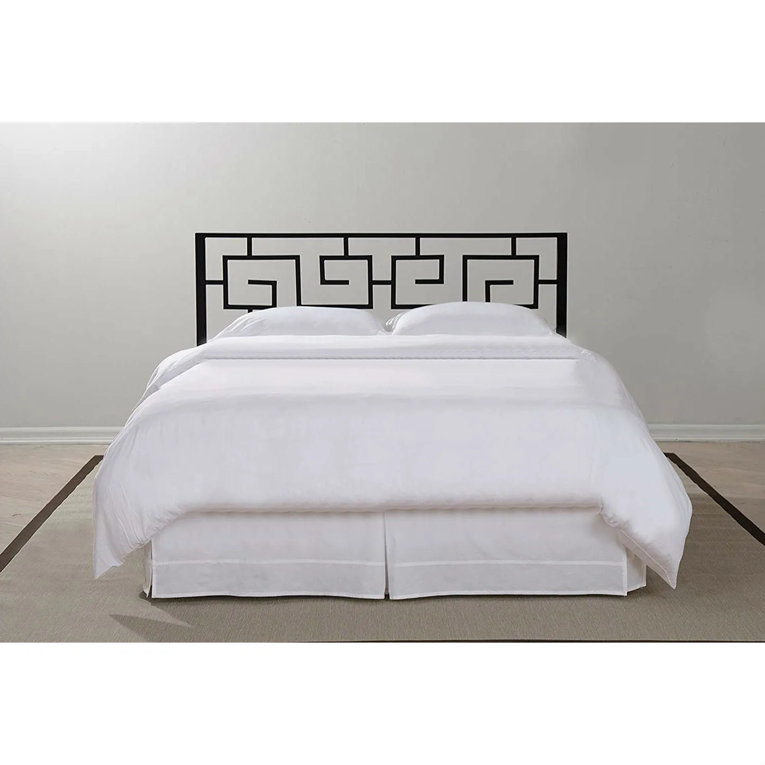 Full size Modern Meander Greek Key Style Headboard in Black Metal Finish
