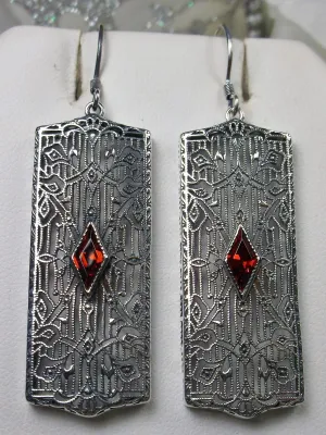 Garnet CZ Earrings, Art Deco 1920's Revival Jewelry #E64