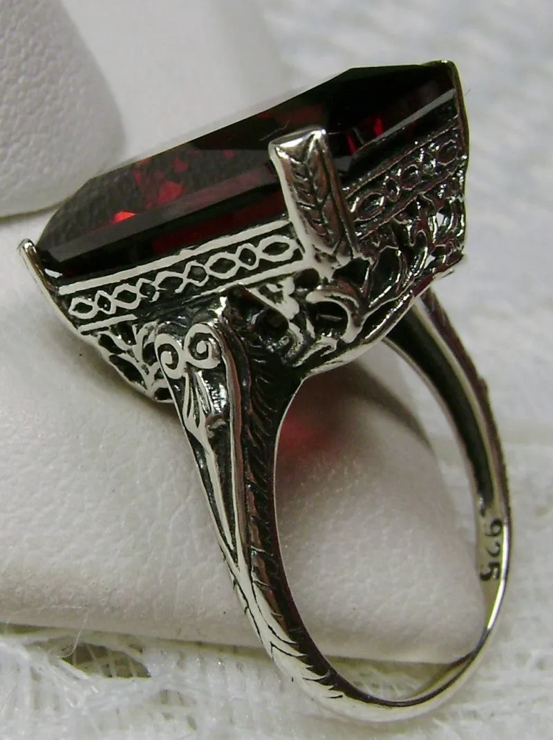 Garnet CZ Ring, 10ct Rectangle Gem, Vintage Jewelry #D5