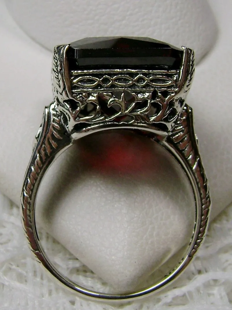 Garnet CZ Ring, 10ct Rectangle Gem, Vintage Jewelry #D5