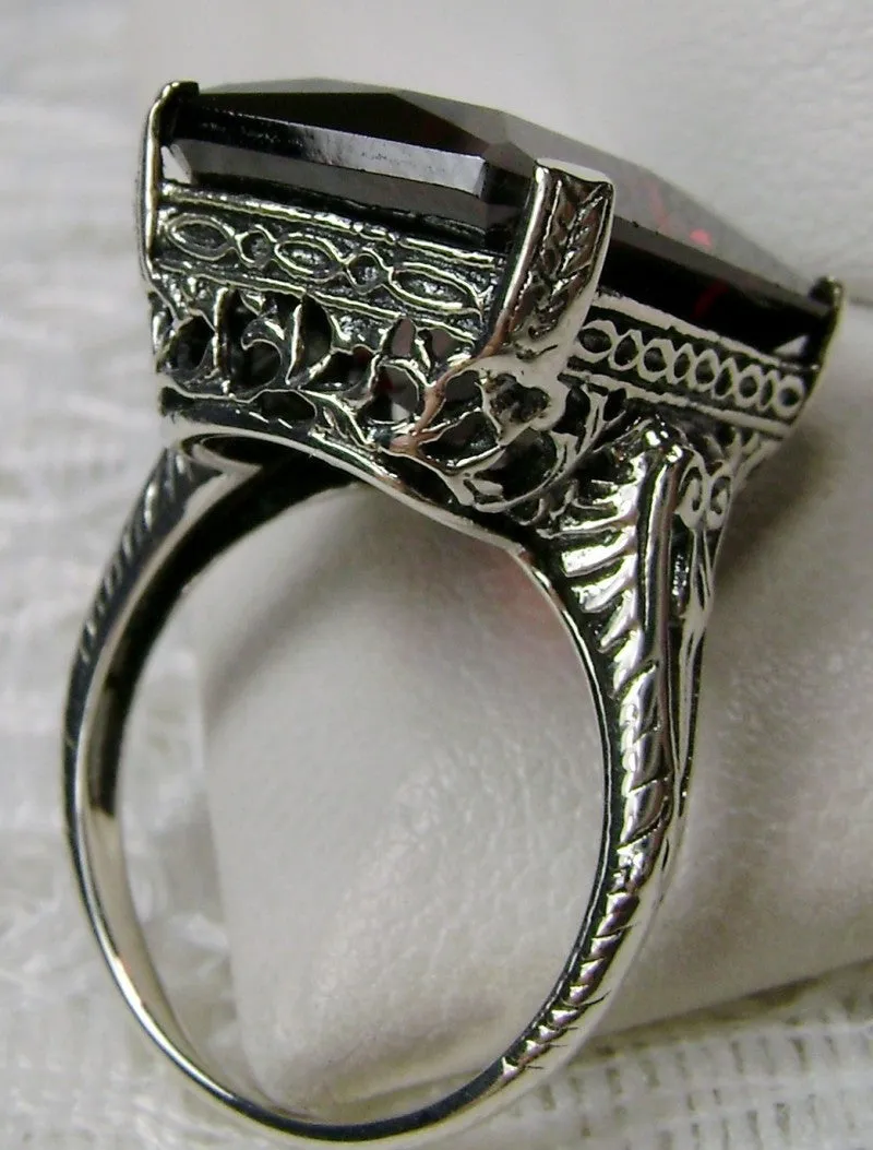 Garnet CZ Ring, 10ct Rectangle Gem, Vintage Jewelry #D5