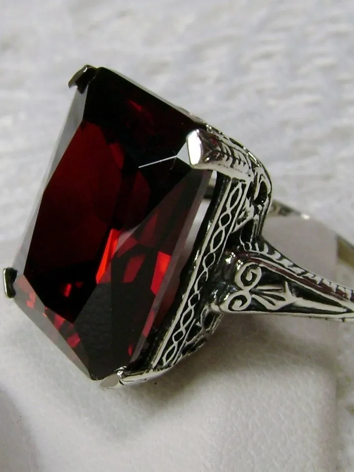 Garnet CZ Ring, 10ct Rectangle Gem, Vintage Jewelry #D5