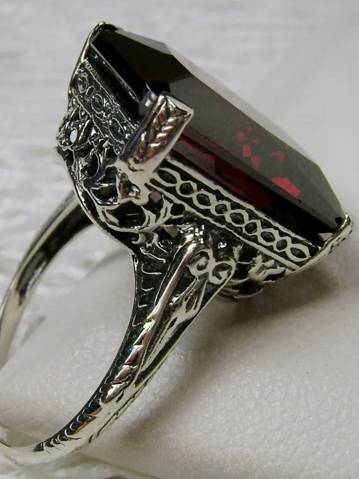 Garnet CZ Ring, 10ct Rectangle Gem, Vintage Jewelry #D5