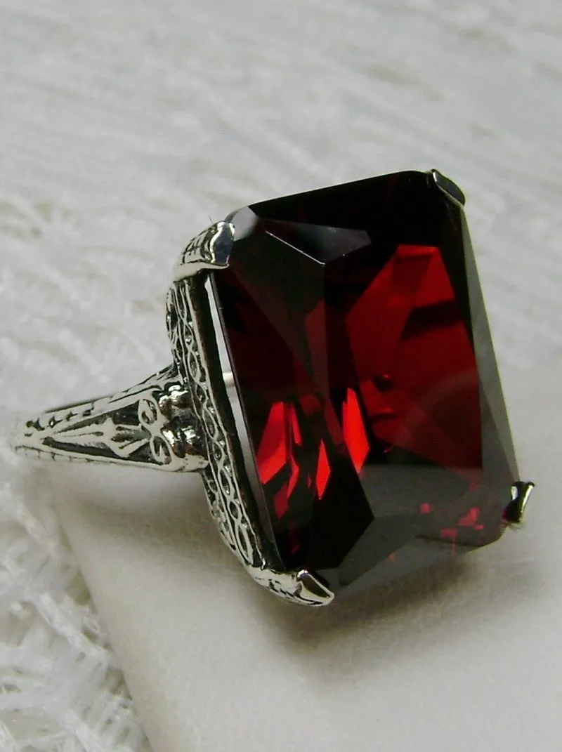 Garnet CZ Ring, 10ct Rectangle Gem, Vintage Jewelry #D5