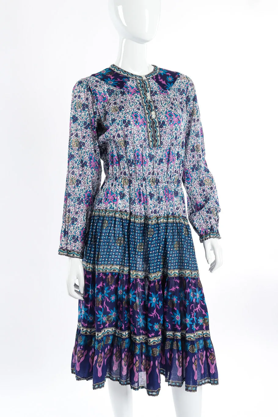 Gauzy Floral Peasant Dress