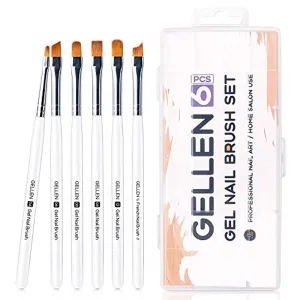 Gellen 6Pcs Gel Nail Brush Set, Nail Art Design Brushes for Color, UV Builder Gel Brush, Poly Extension Gel Brush, Nail Art Painting Tools , For Salon at Home DIY Manicure