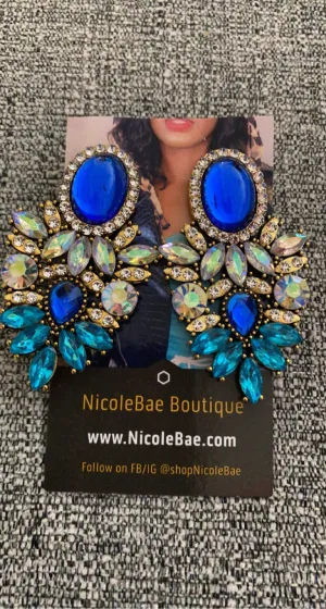 Gemstone Drop Earrings-Blue
