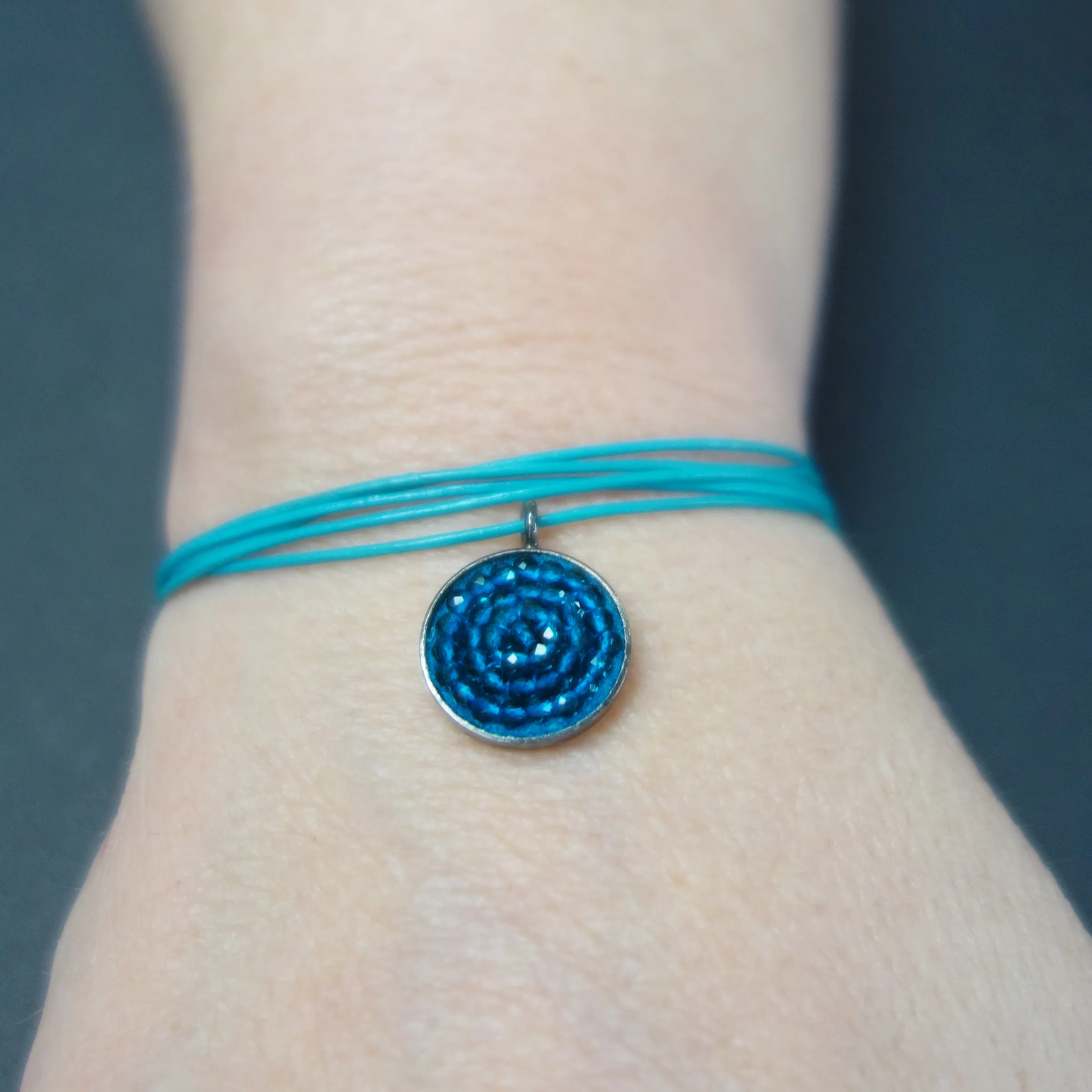 Gemstone mosaic adjustable necklace/wrap bracelet