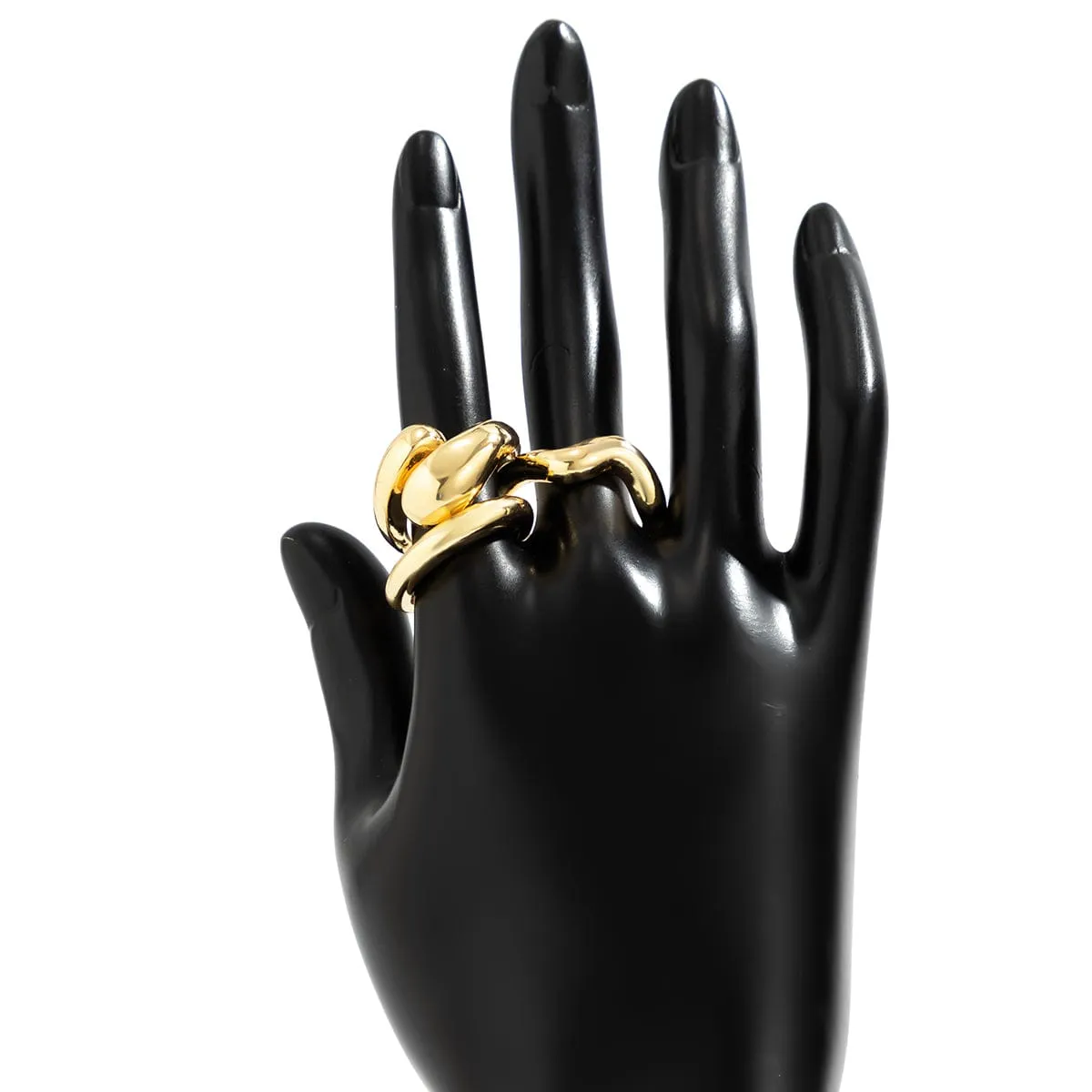 Geometric 3pcs Gold Plated Waterdrop Open Ring Set