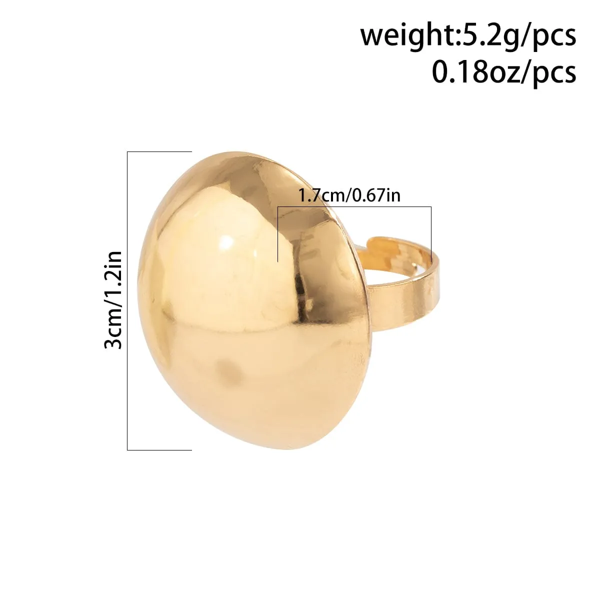 Geometric Gold Silver Plated Half Ball Open Ring