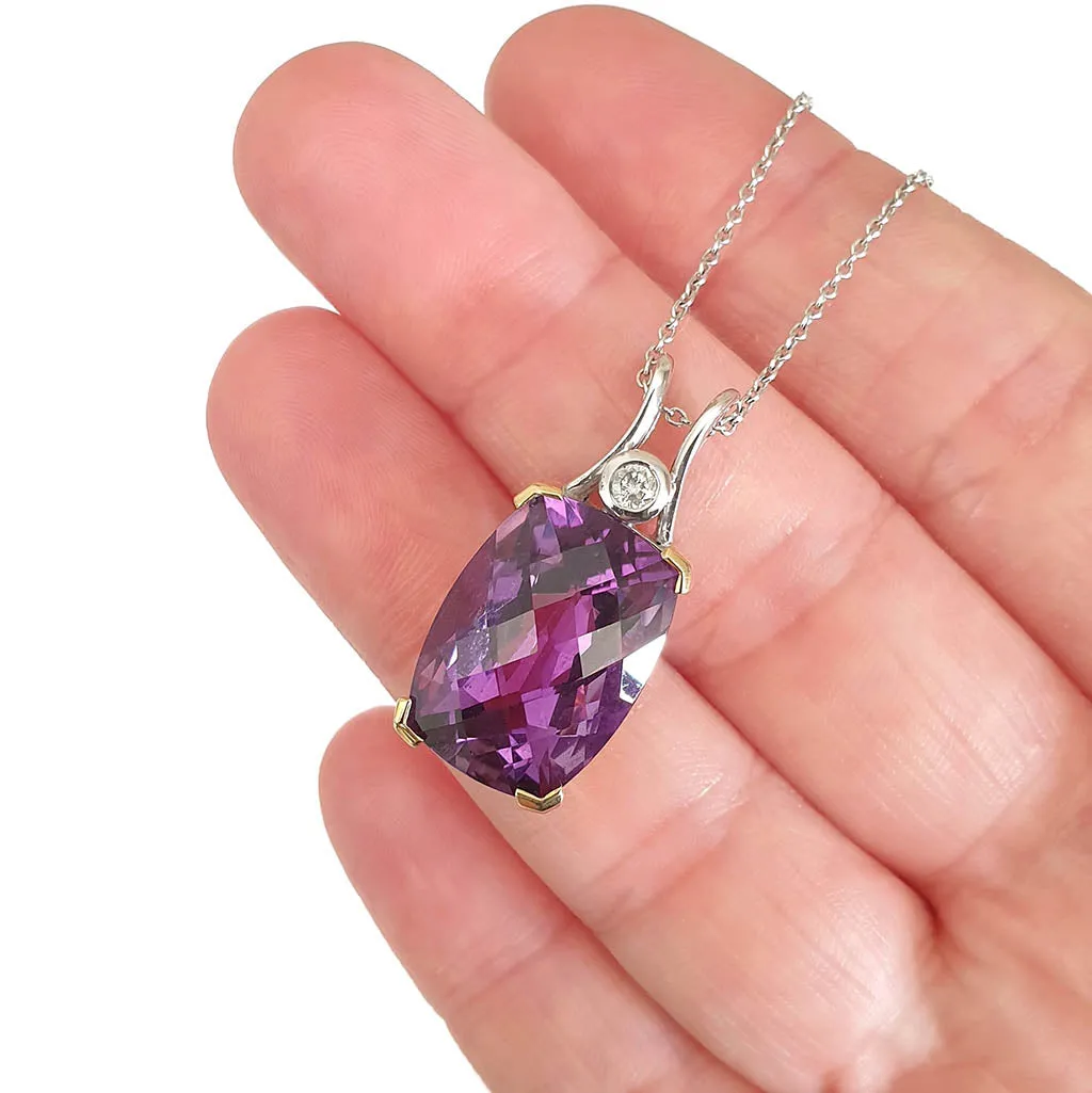 Glamorous Handcrafted Two Tone Amethyst and Diamond Pendant