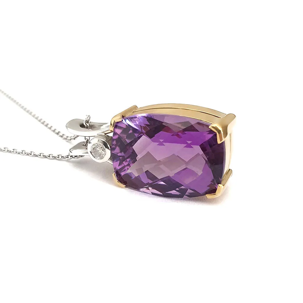 Glamorous Handcrafted Two Tone Amethyst and Diamond Pendant