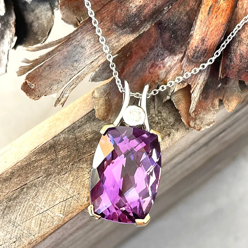Glamorous Handcrafted Two Tone Amethyst and Diamond Pendant