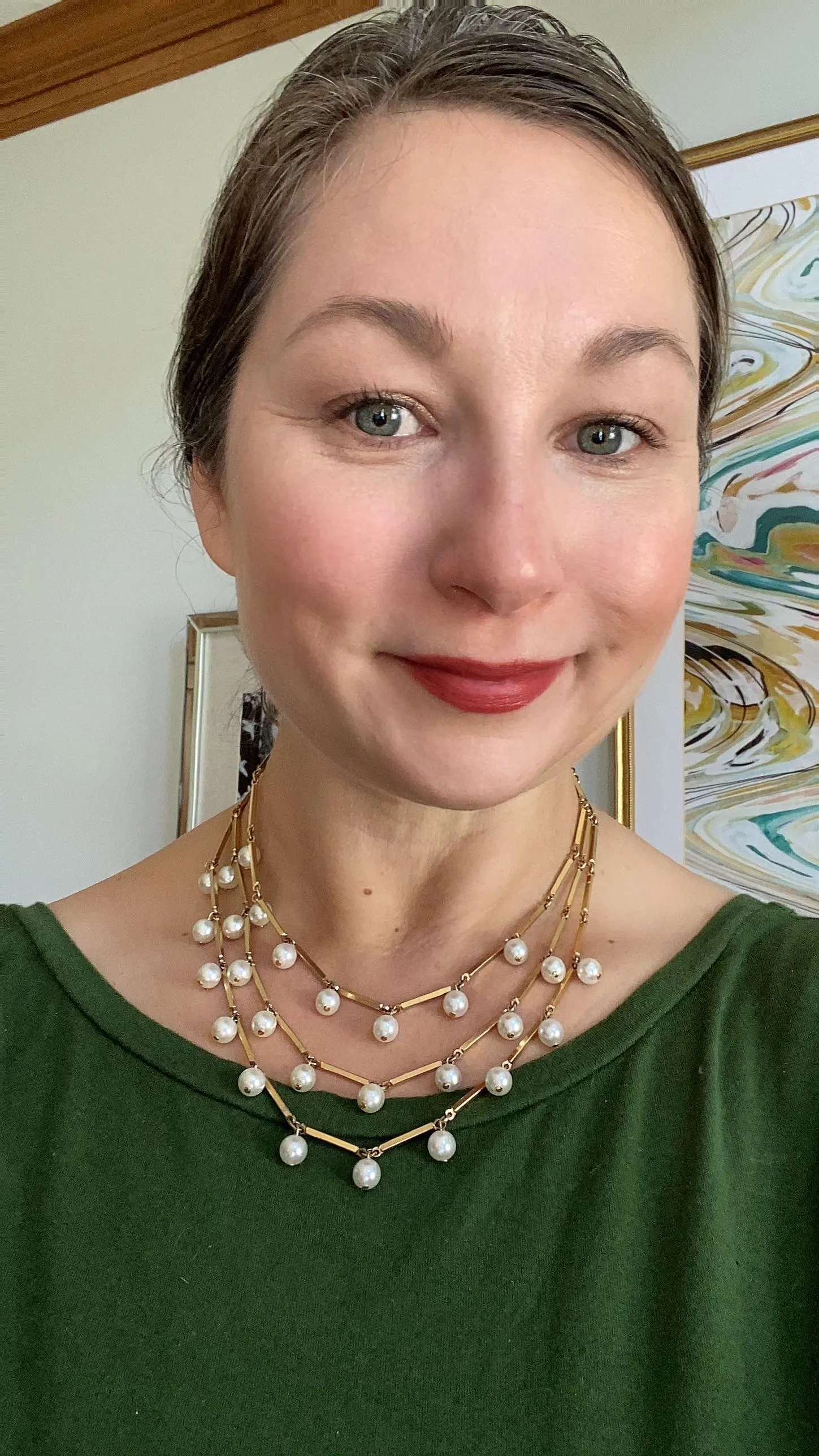 Gold and Pearl Multi Strand Necklace