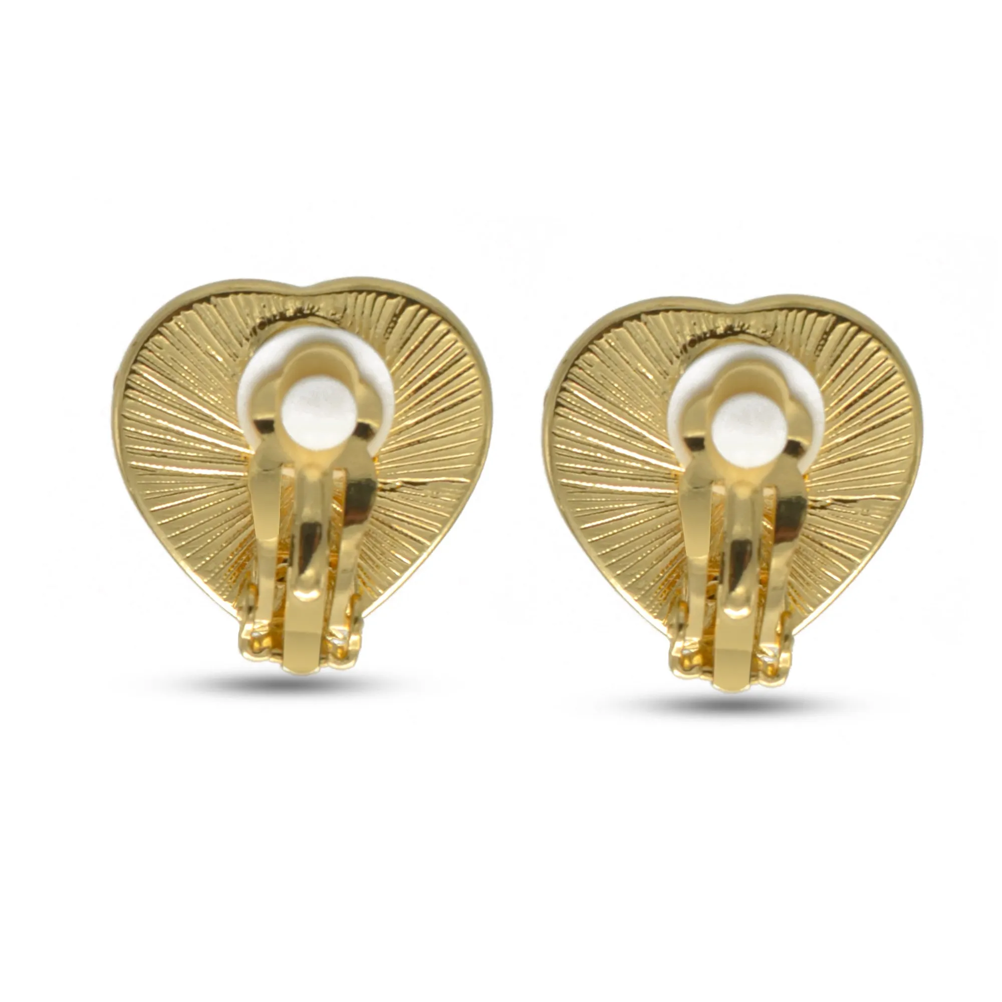 Gold cream heart pearl clip-on earring #HNE90832CLIPGD (BG9)