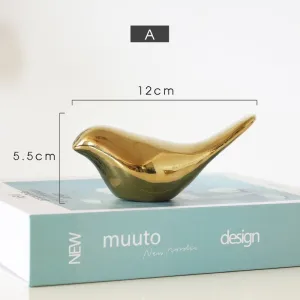 Gold Decorations Ceramic Golden Bird Figurines
