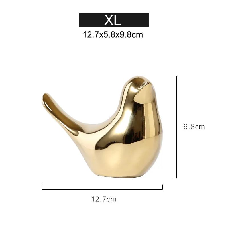 Gold Decorations Ceramic Golden Bird Figurines