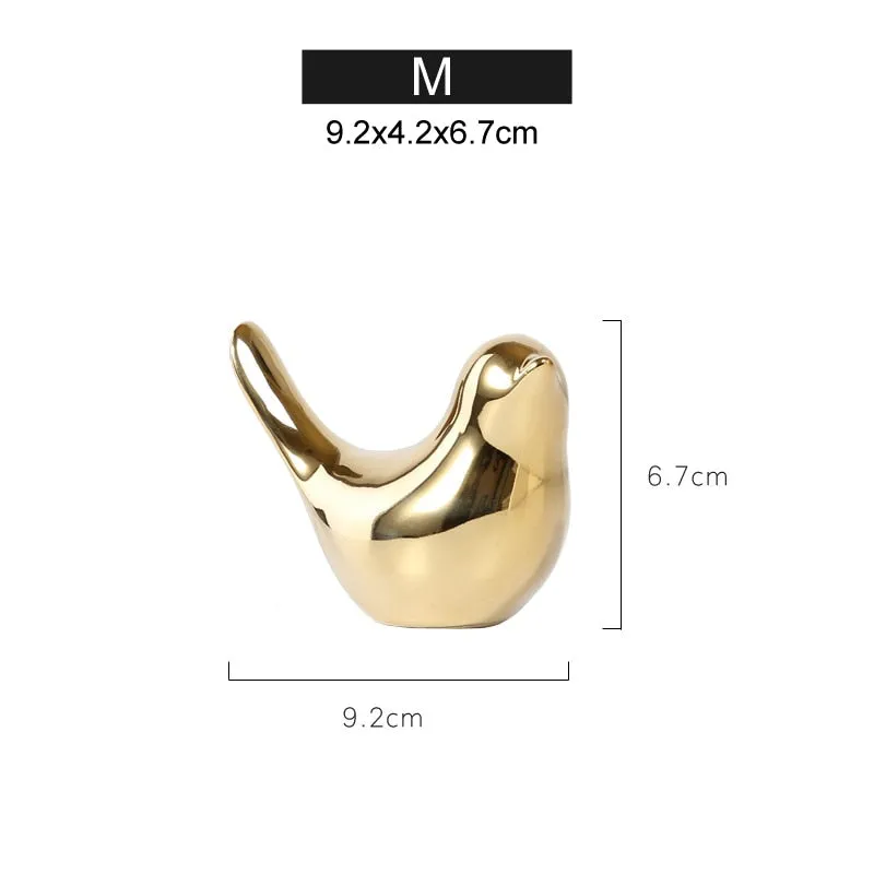 Gold Decorations Ceramic Golden Bird Figurines