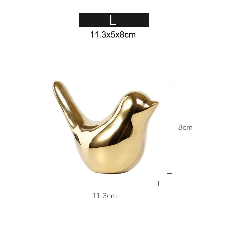 Gold Decorations Ceramic Golden Bird Figurines