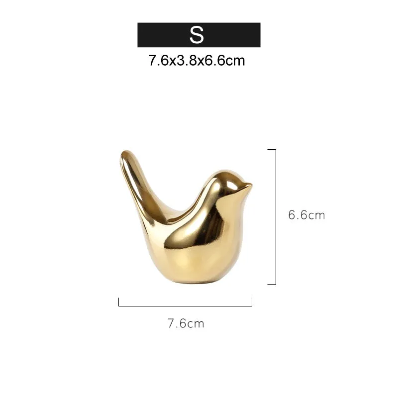 Gold Decorations Ceramic Golden Bird Figurines