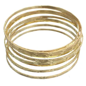 Gold Multi Line Stacked Bangle Bracelets